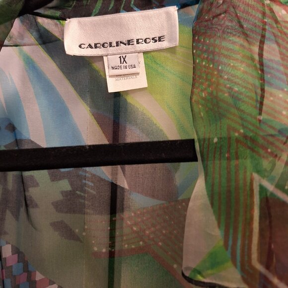 CAROLINE ROSE – Plus size—1X and 2X-- Women 100 % silk open jacket blazer - Picture 5 of 9